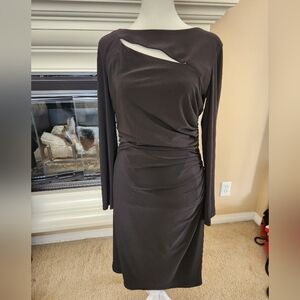 Joseph Ribkoff Elegant Black Long Sleeve Ruched Dress NEW without Tags- SIZE 8